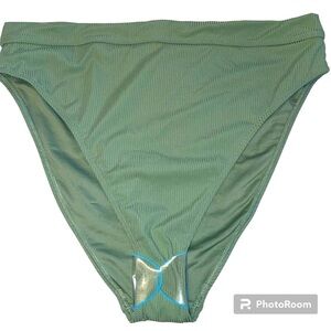 ASOS Swimsuit Bottom Only Women’s Size 14 Green High Waisted Ribbed Solid NWOT